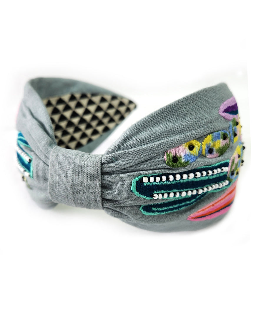 Grey Cactus Headband