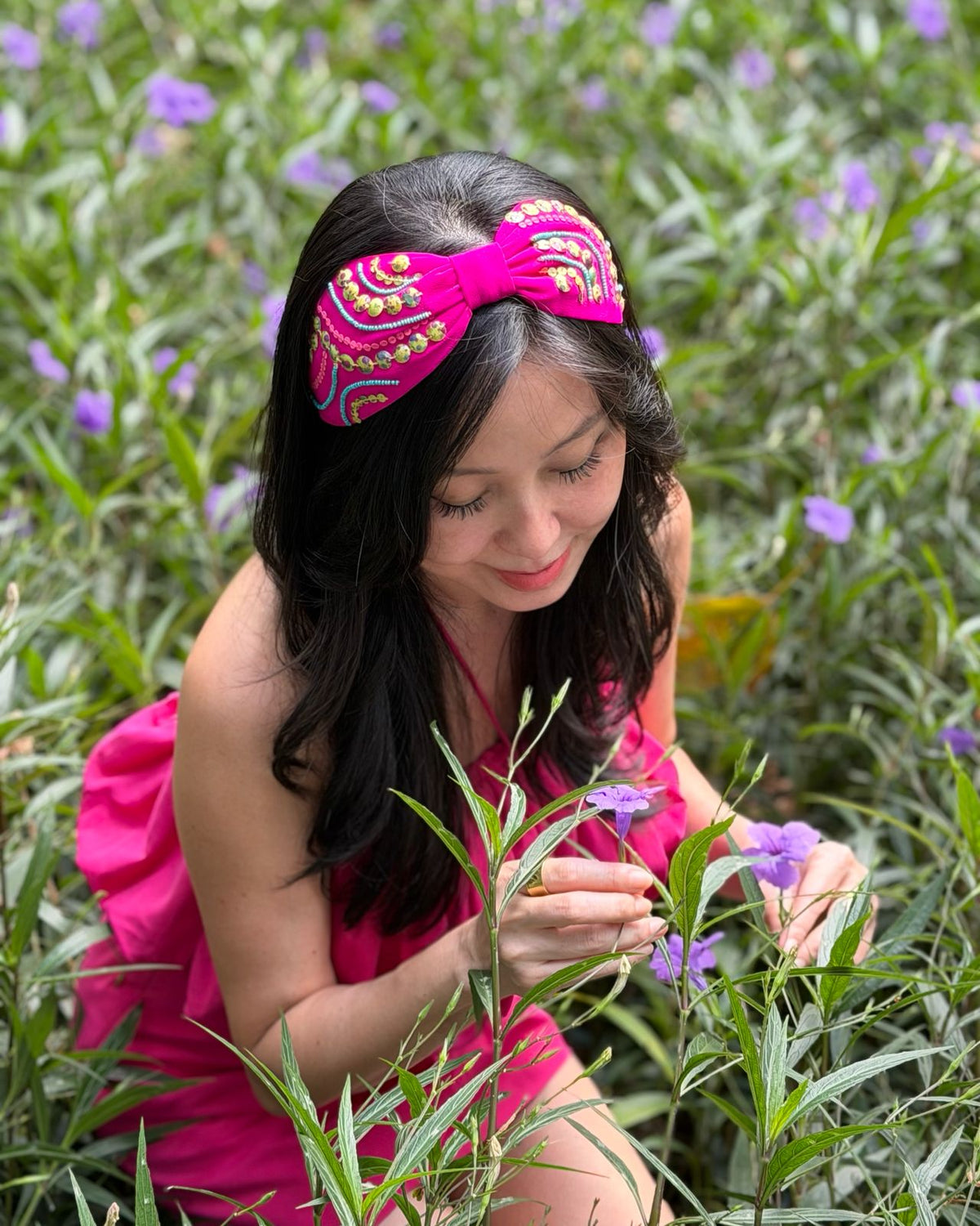 Fuchsia Beaded Headband