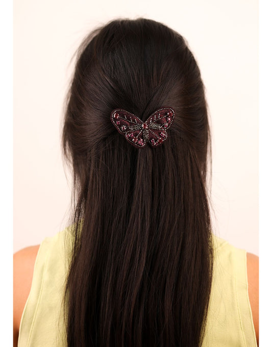 Maroon Butterfly Clip