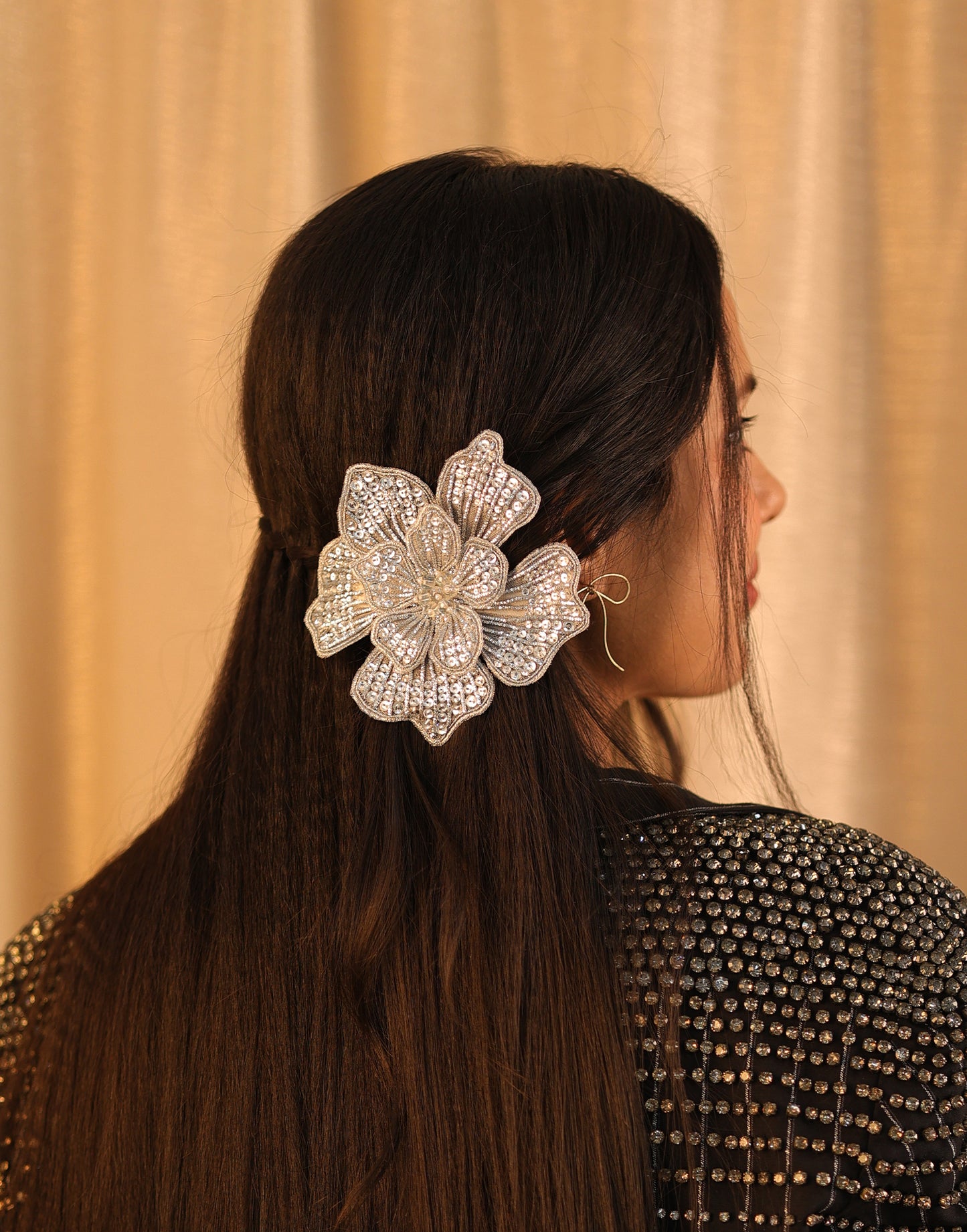 Silver Flower Barrette