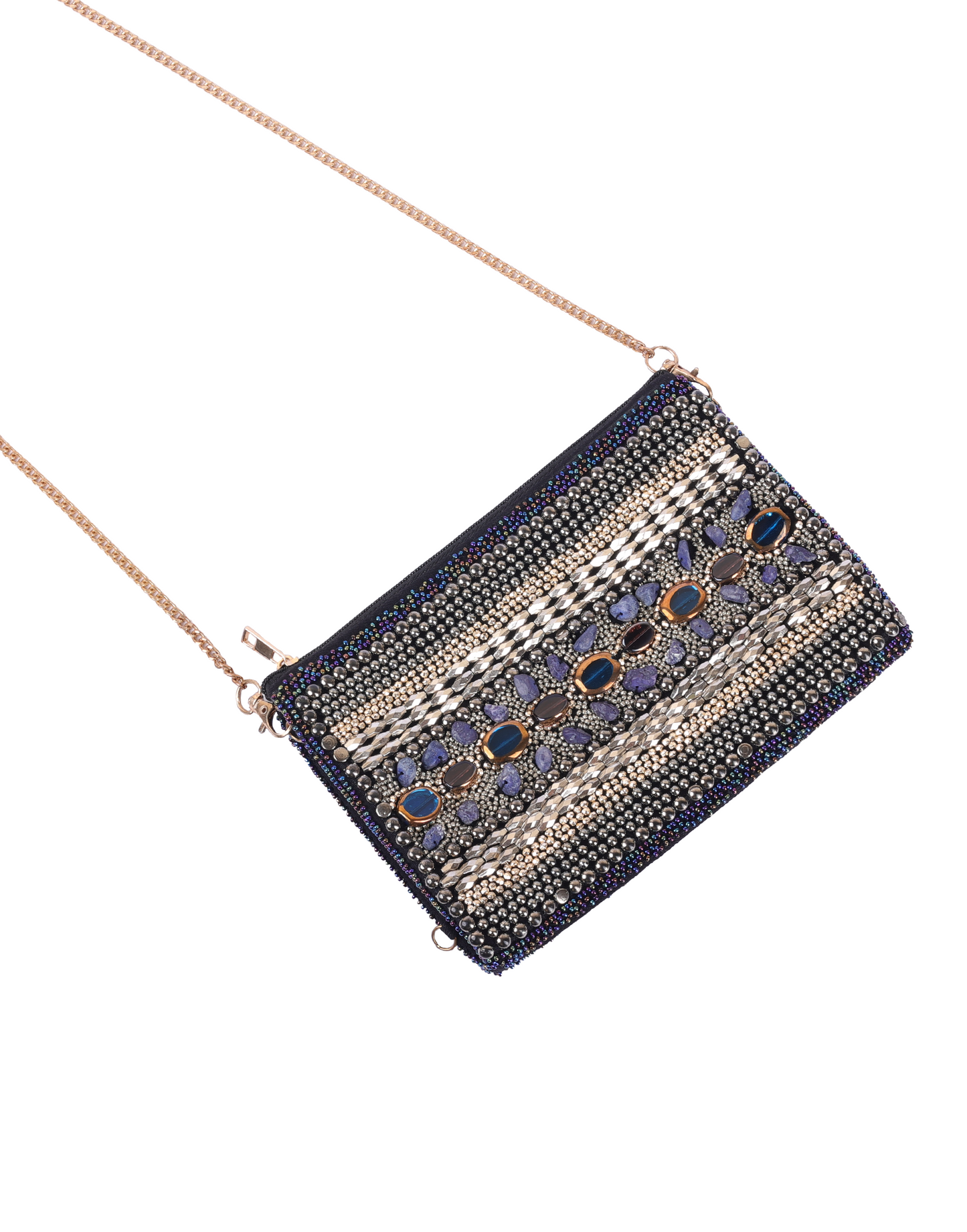 Silver Mirage Beaded cross body bag