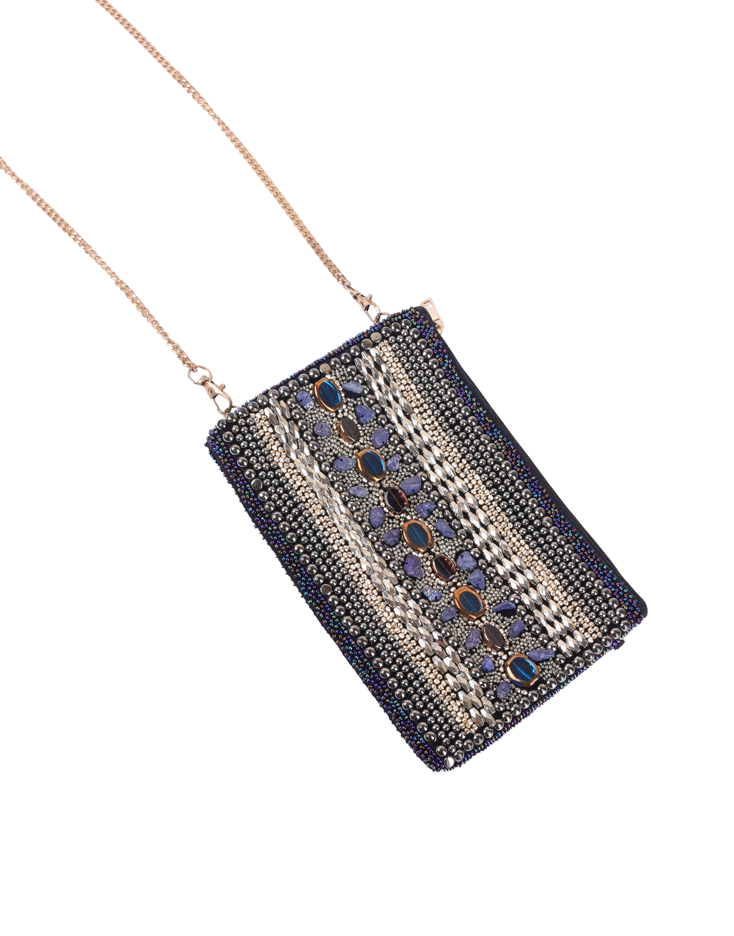 Silver Mirage Beaded cross body bag