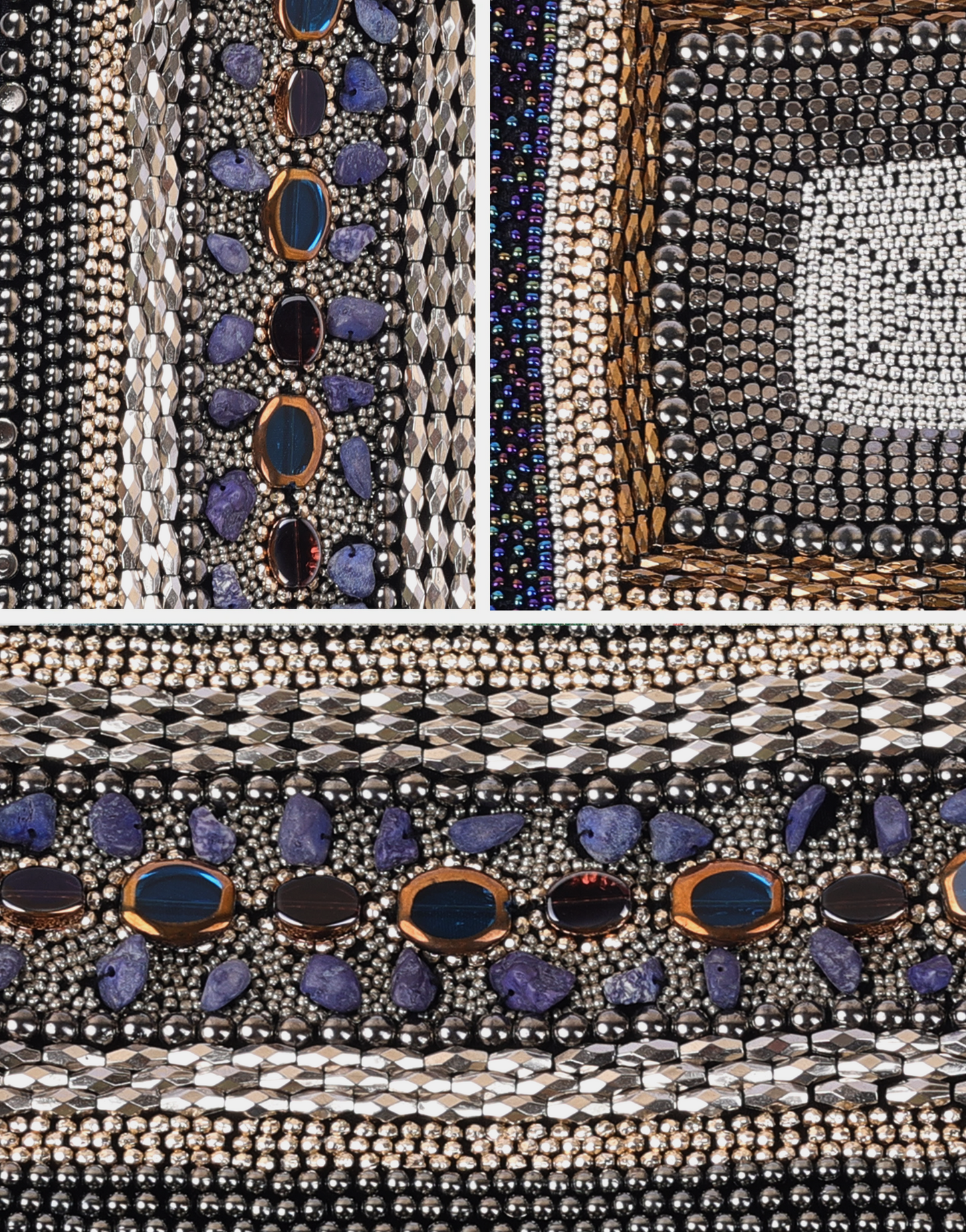 Silver Mirage Beaded cross body bag