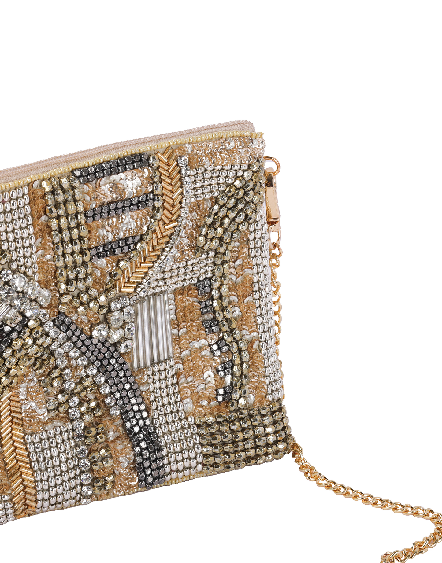 Golden Rhapsody Beaded cross body bag