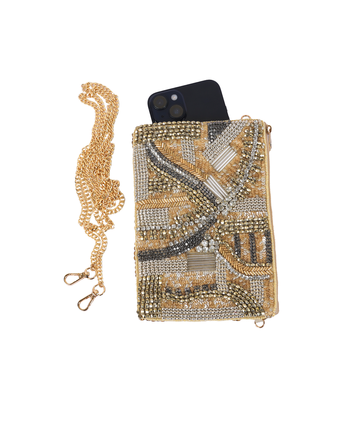 Golden Rhapsody Beaded cross body bag
