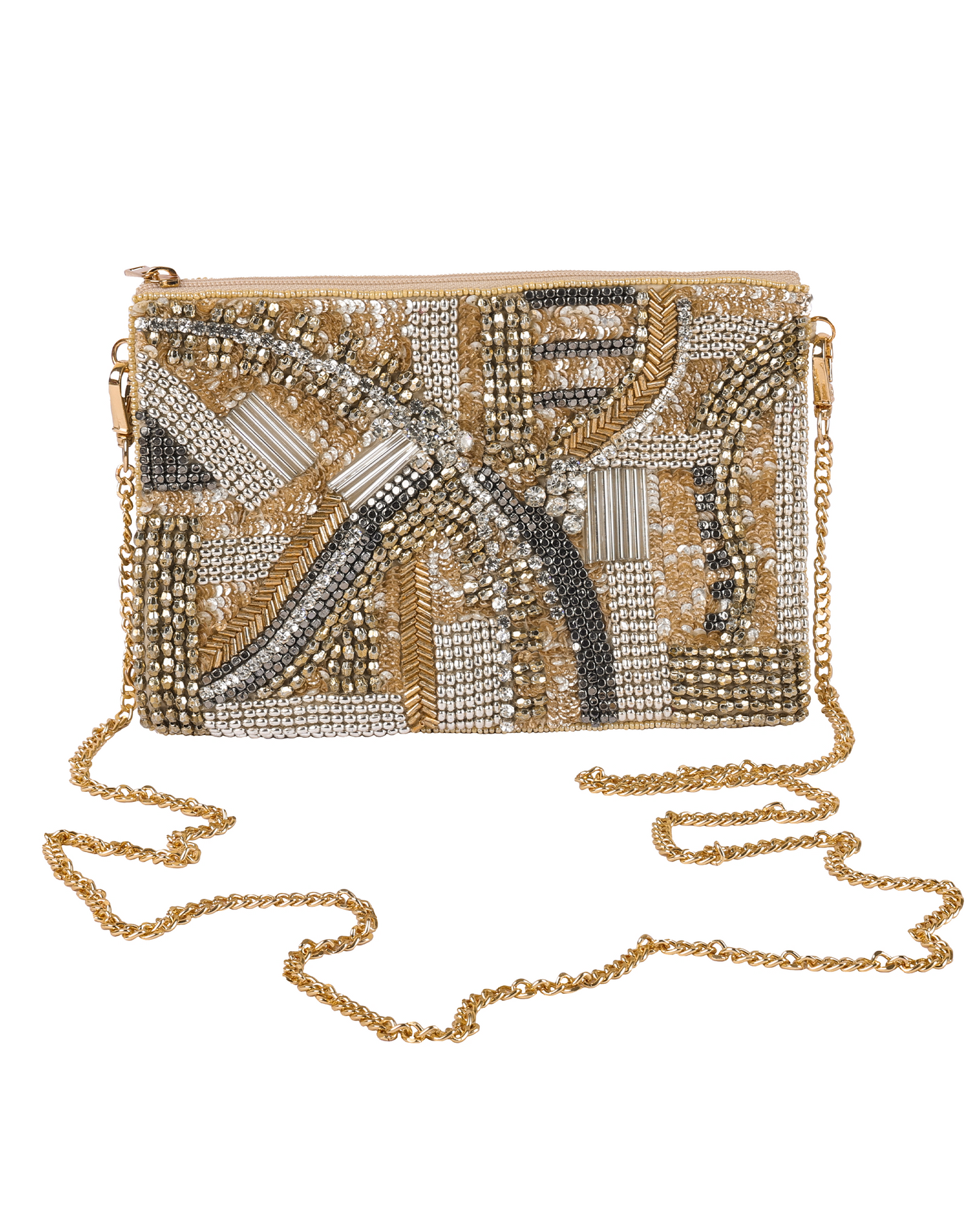 Golden Rhapsody Beaded cross body bag