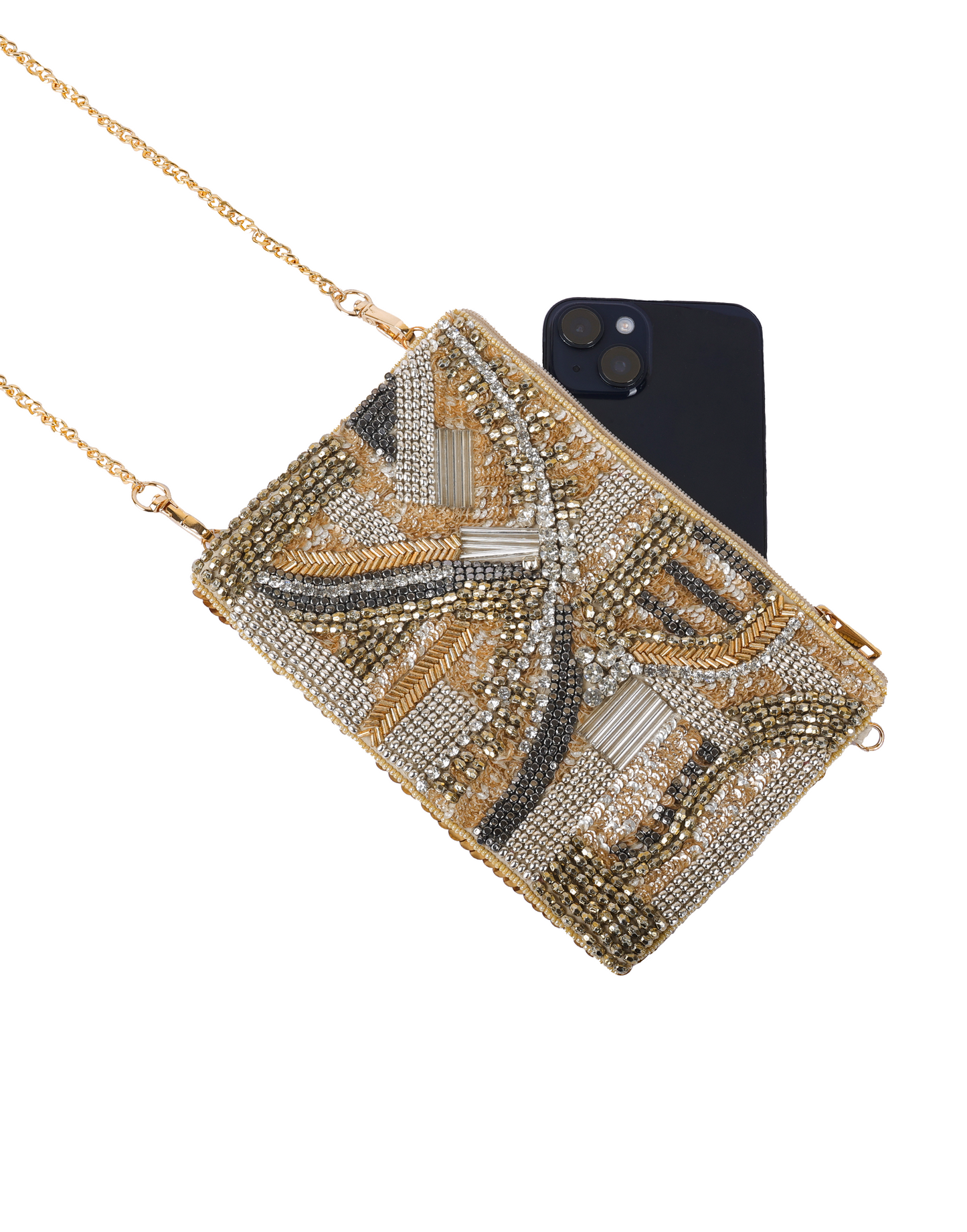 Golden Rhapsody Beaded cross body bag