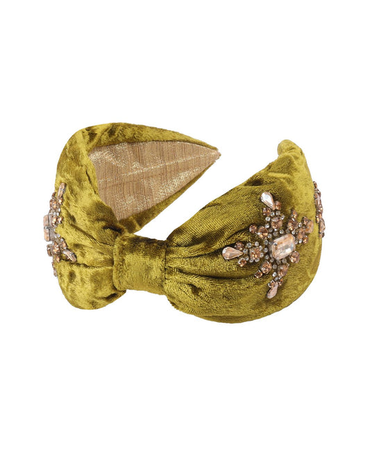 Olive velvet headband