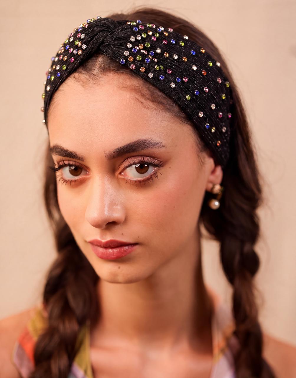 Midnight Rhinestone Turban