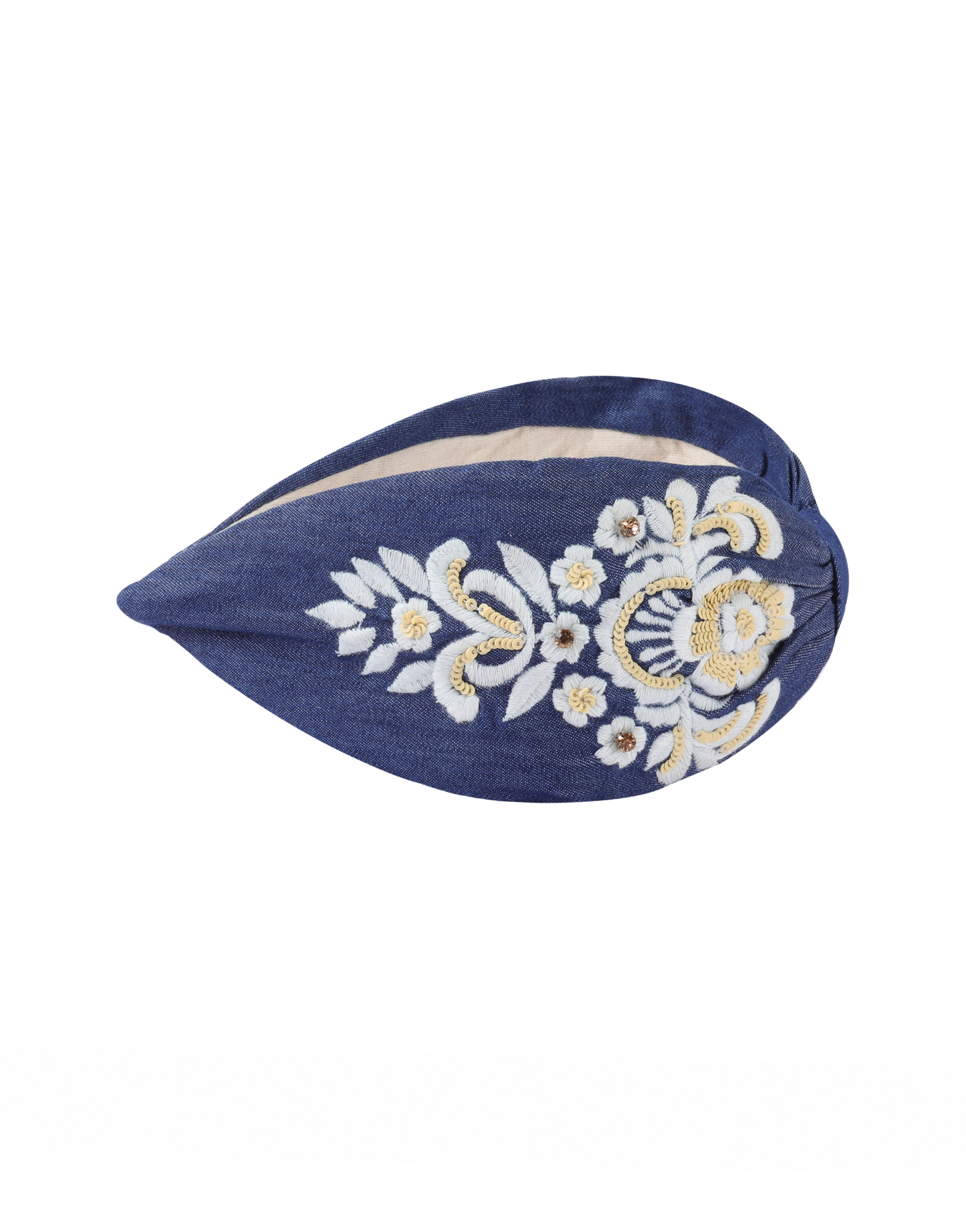 Indigo Embroidered Headband