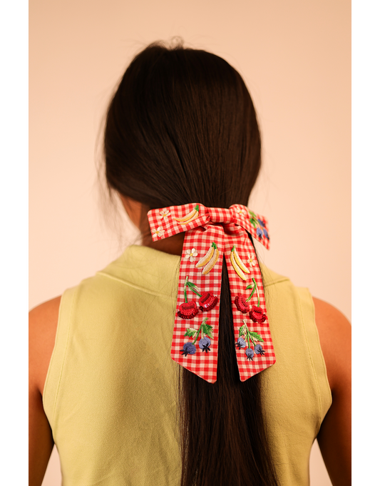 Cherry Gingham Bow