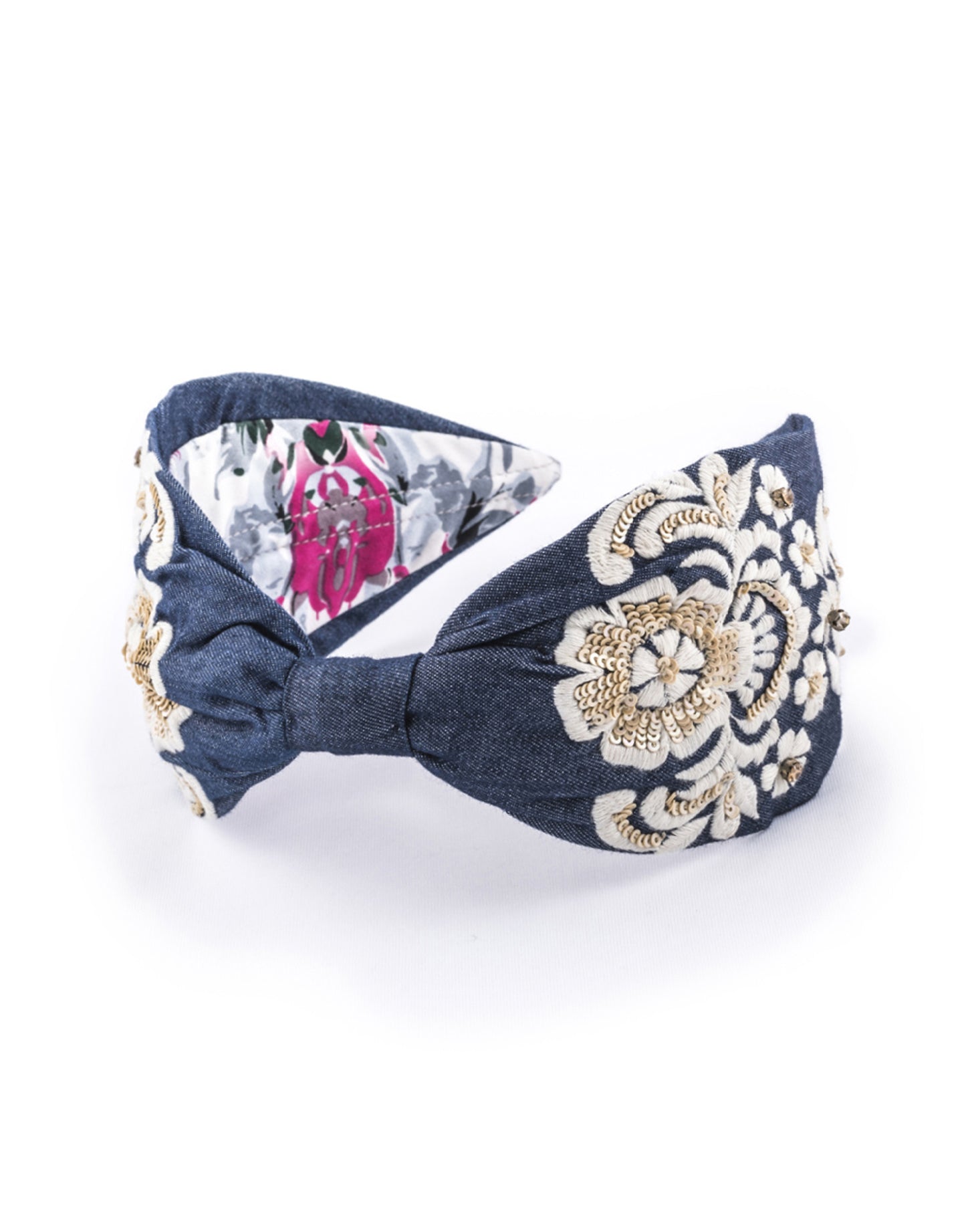 Indigo Embroidered Headband