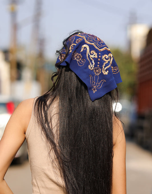 Navy Hair Scarf