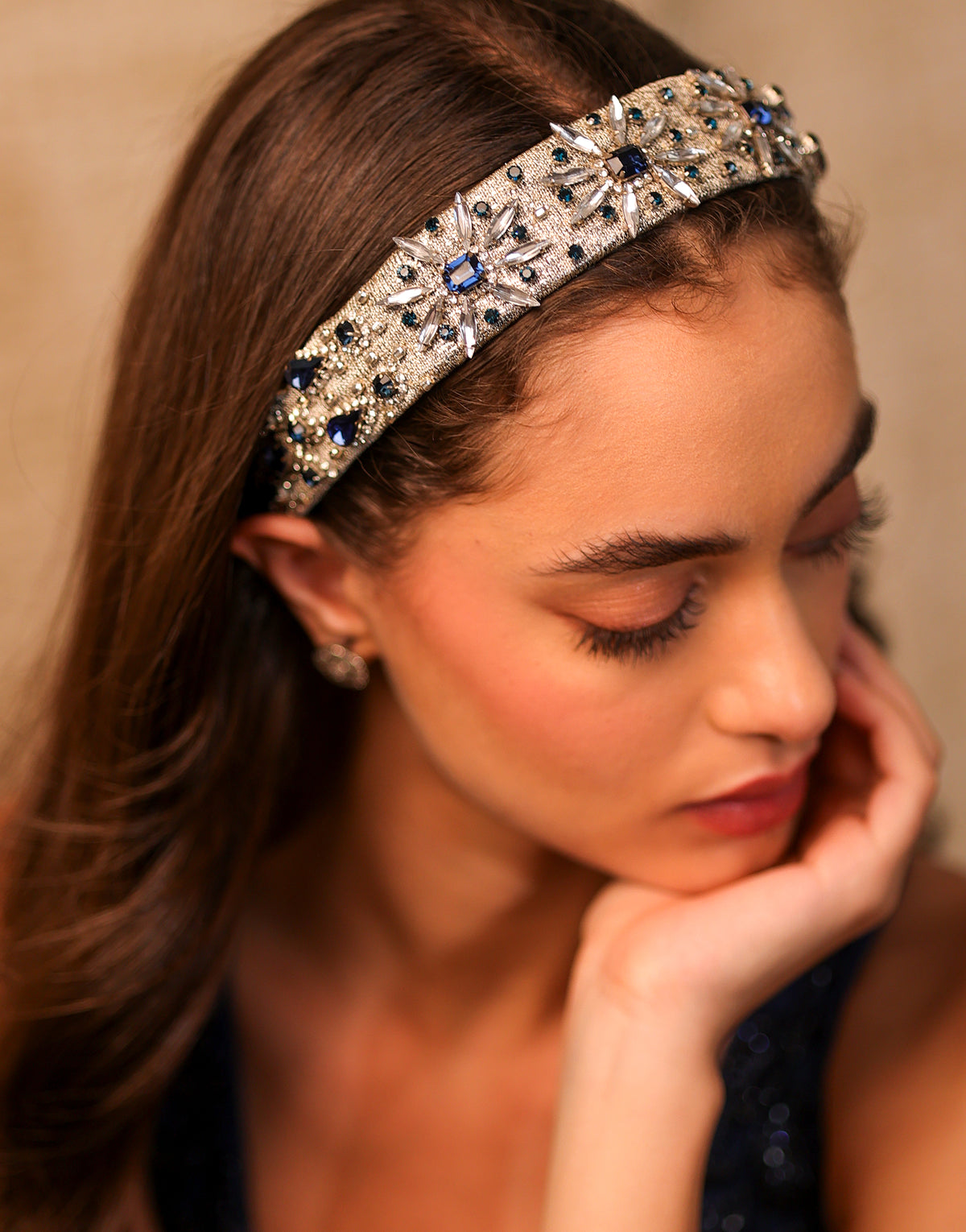 Sapphire Beaded Headband