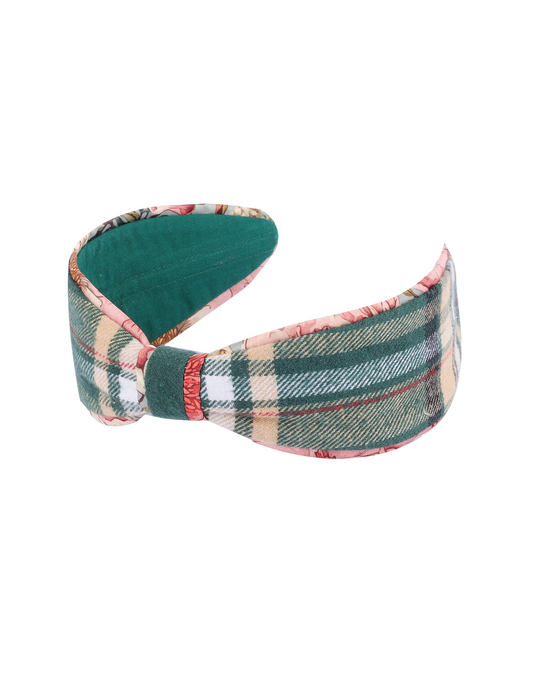 Plaid Floral Trim Headband