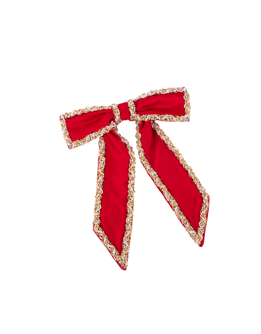 Red Link Bow Barrette