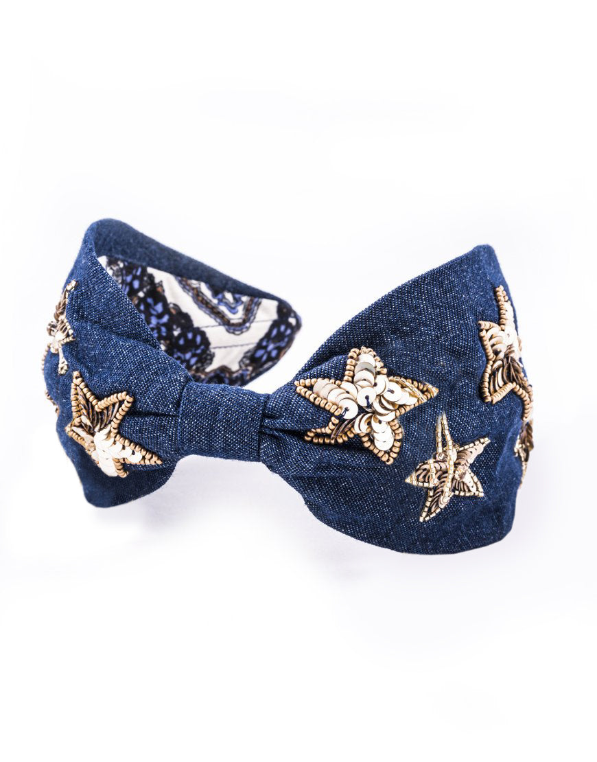 Denim Stars Headband