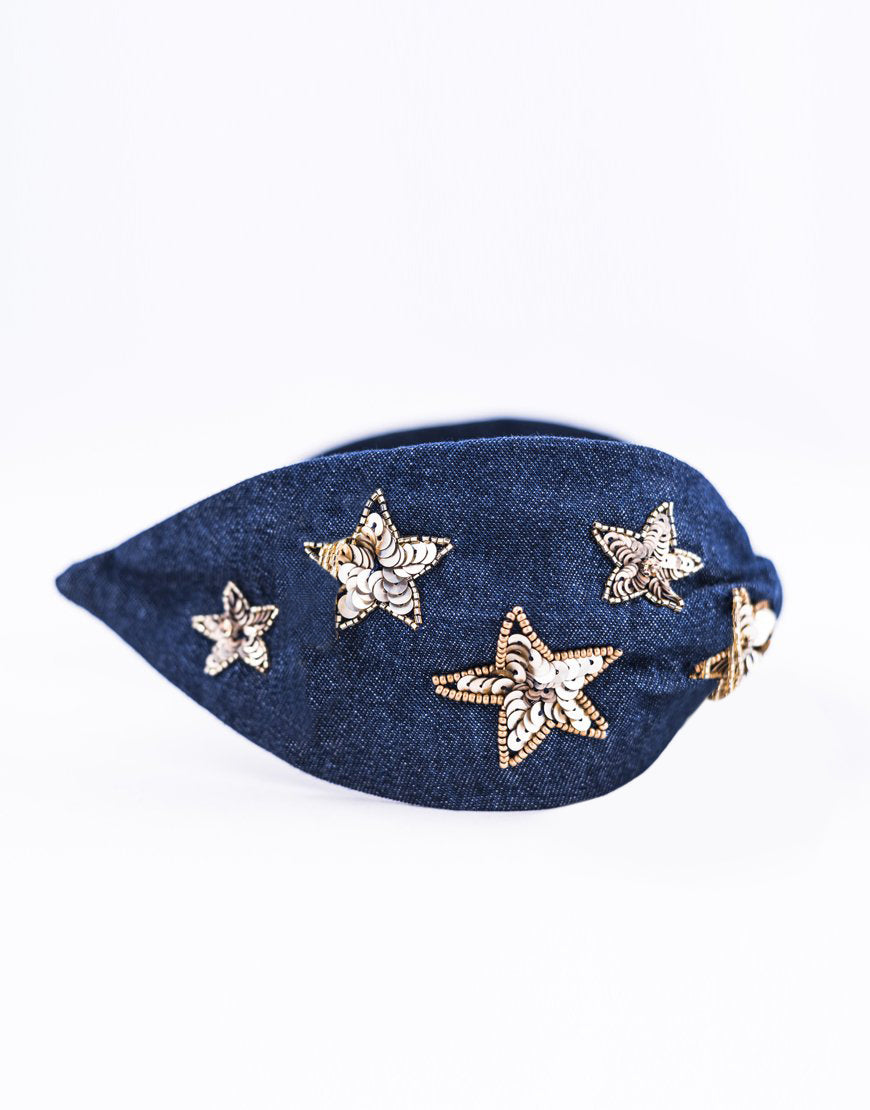 Denim Stars Headband