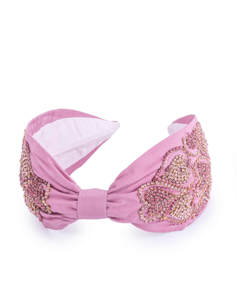 Pink Crystal Heart Headband